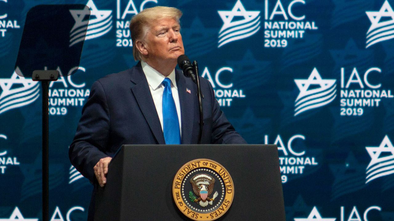 President Donald Trump speaks during a homecoming campaign rally at The Diplomat Conference Center for the Israeli American Council Summit on December 7, 2019 in Hollywood, Florida. 