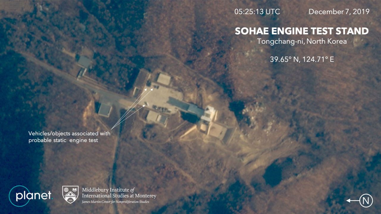 Commercial satellite images of a site in North Korea before a suspected engine test may have recently occurred.