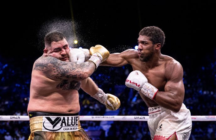 <a  target="_blank">Anthony Joshua punches Andy Ruiz Jr.</a> during their World Heavyweight Title Fight in Diriyah, Saudi Arabia, on Saturday, December 7. Joshua reclaimed the WBO, IBF and WBA heavyweight titles during "Clash on the Dunes." 
