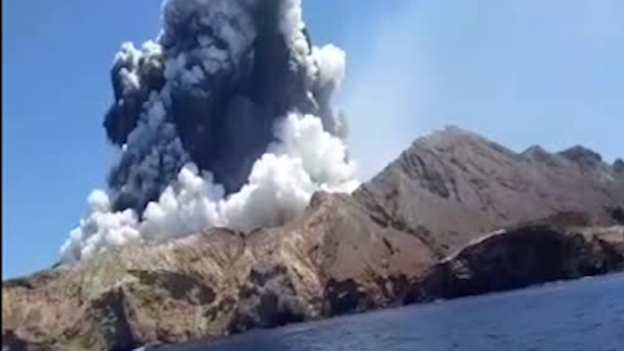 Video captured by a bystander shows the volcano on New Zealand's White Island erupting.