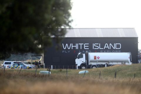 Emergency crews are seen at the Whakatane Airport on December 9.
