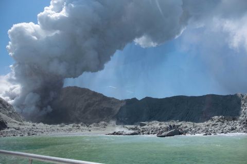 A view of the eruption from the sea.