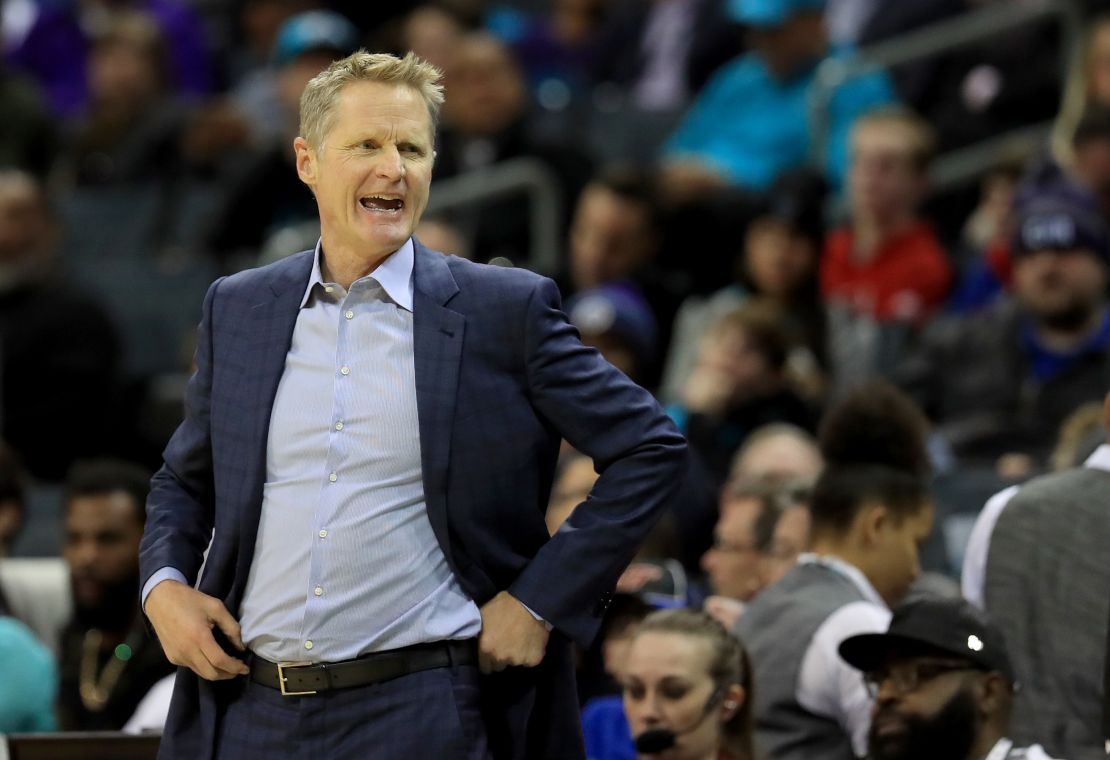 Steve Kerr watches on during the Warriors' game against the Charlotte Hornets on December 4.