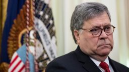 U.S. Attorney General William Barr is seen in the Oval Office of the White House on November 26, 2019 in Washington, DC. 