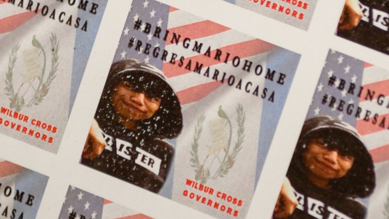 Student-designed stickers advocating for Mario at Wilbur Cross High School in New Haven, Connecticut, on December 5, 2019.