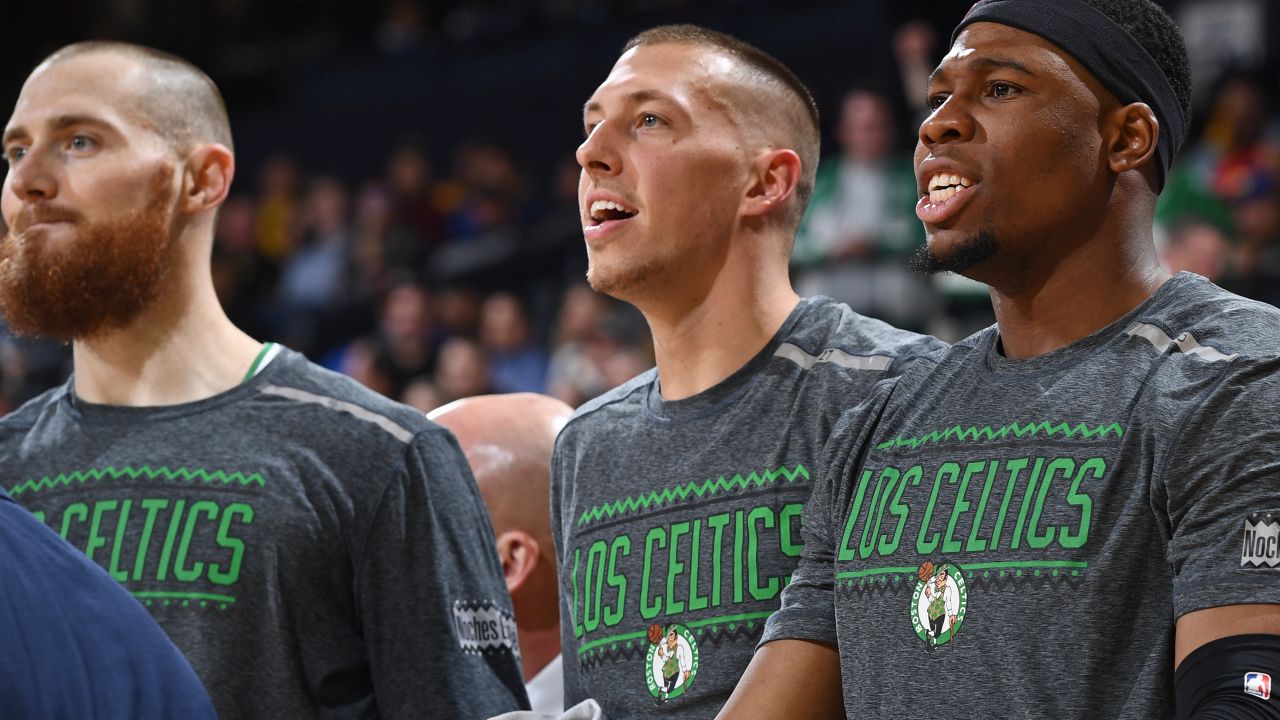 Former Boston Celtics forward Guerschon Yabusele (right) seen during a game in March 2019.