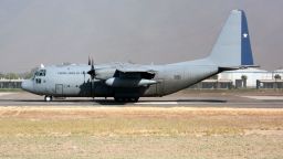 A Chile Air Force Lockheed C-130 Hercules seen ready to leave Santiago airport.