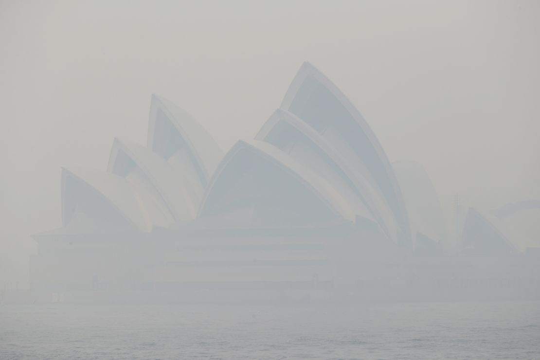 Thick smoke shrouds the Opera House in Sydney on Tuesday.