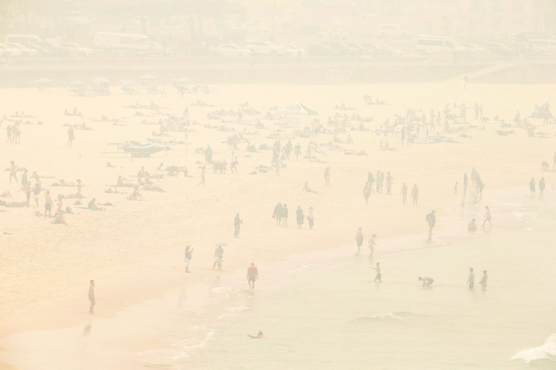 Sydney's famous Bondi Beach was smothered in smoke.