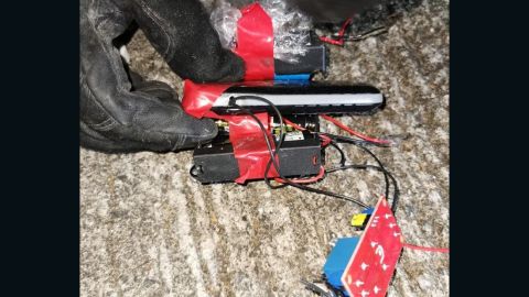 This handout photograph from Hong Kong police shows the elements of two homemade bombs that were "fully functional and ready to be used."