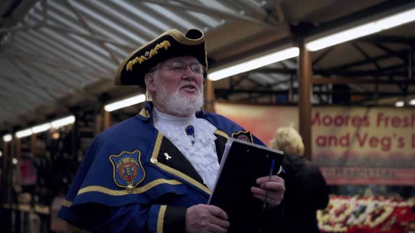 Town crier in Dudley, UK 