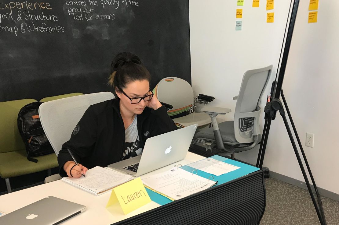 Lauren Kush learns how to code at St. Joseph Center in Venice, California.