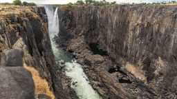 A photograph of the Victoria Falls, a UNESCO world heritage site measuring 108 metres high and almost 2km wide has recorded the lowest levels in recent times due to a severe drought in Victoria Falls, in Zimbabwe, on November 13, 2019. (Photo by ZINYANGE AUNTONY / AFP) (Photo by ZINYANGE AUNTONY/AFP via Getty Images)