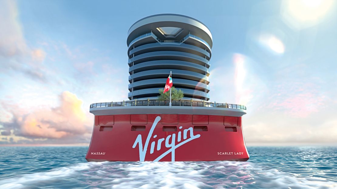 Scarlet Lady, the flagship of Virgin Voyages, will make its debut in April. 