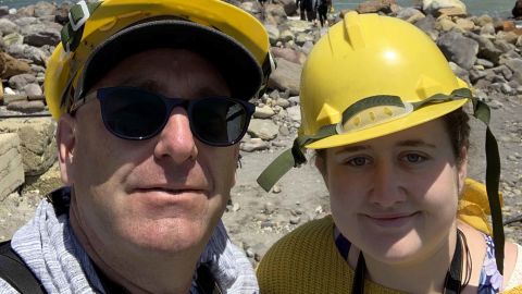Geoff and Lillani Hopkins prior to the volcano eruption on White Island on Monday December 9.