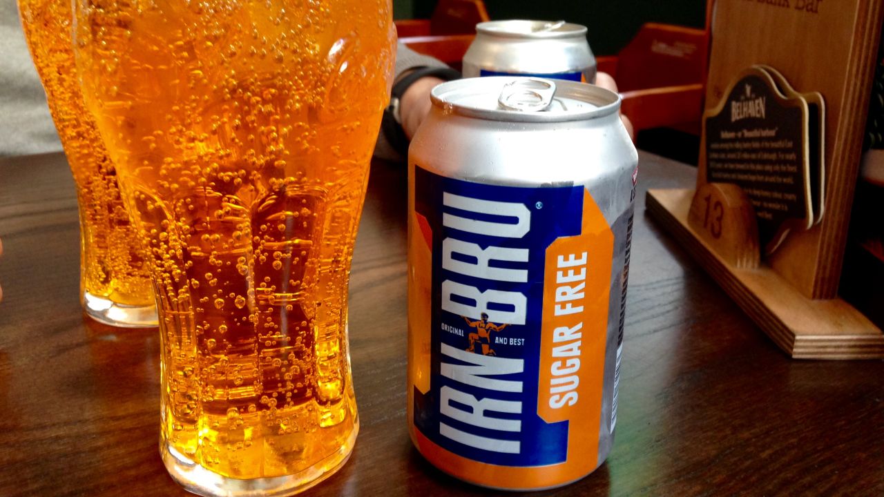 Irn Bru, Scotland's "national drink," is what you'll drink in Edinburgh to wash down your morning roll with square sausage. 