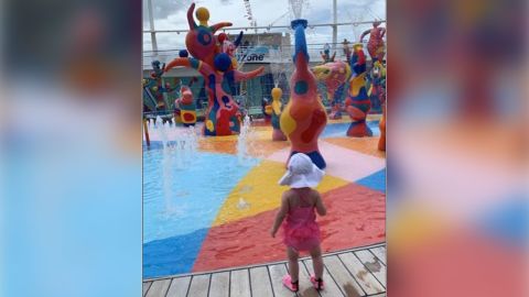 A photo of Chloe Wiegand released in the lawsuit filed against Royal Caribbean by the family shows the toddler on the same deck from which she later fell.