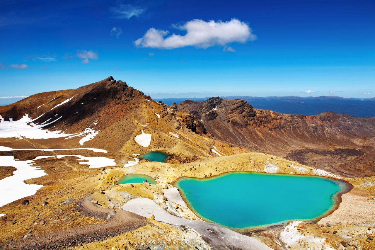 <strong>Tongariro National Park: </strong>Here's the Emerald Lake atop Mount Tongariro, one of the three mighty volcanoes at the southern end of Lake Taupo.
