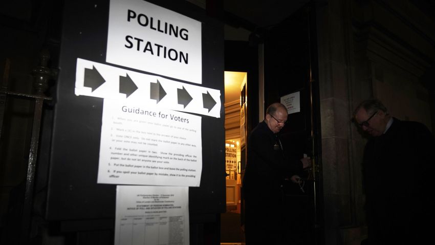 LONDON, UNITED KINGDOM - DECEMBER 12: The doors open on Westminster Hall polling station on December 12, 2019 in London, England.  UK voters will be heading to their polling station to cast their ballot in the pre-Christmas general election, triggered in an attempt break the country's Brexit deadlock. This is the Uk's third general election in less than five years.  (Photo by Christopher Furlong/Getty Images)