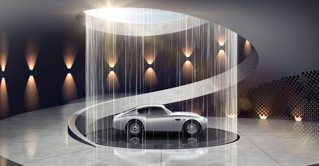 A concept design by Aston Martin of a car on display in the home.