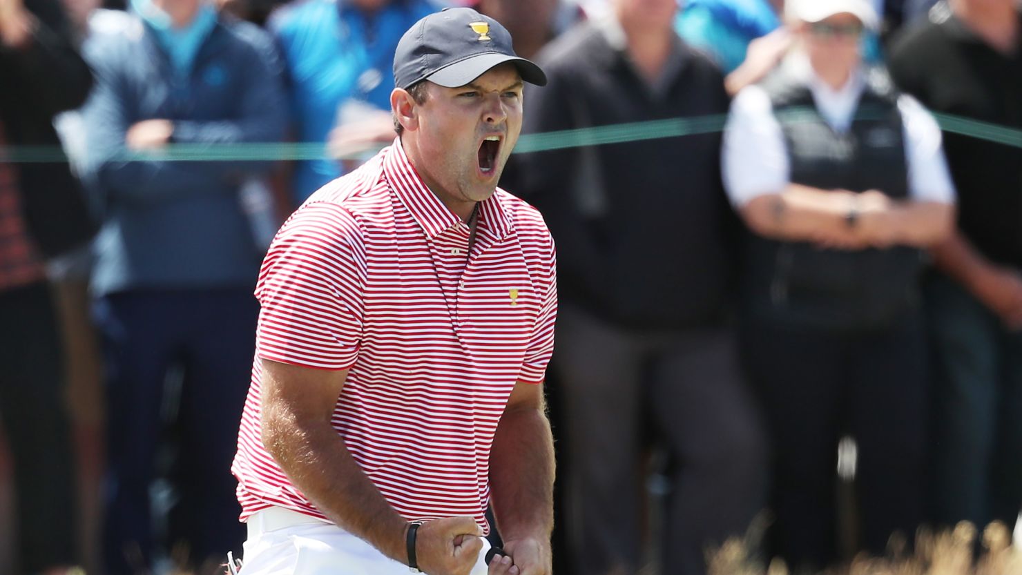 Patrick Reed celebrates during December's Presidents Cup in Australia.