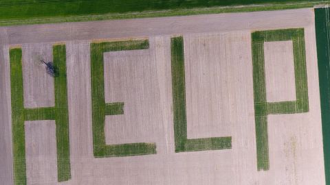 An aerial shot from a farm in France, highlighting the threat to agriculture of a warming planet.