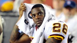 LANDOVER, MD - AUGUST 22:  Clinton Portis #26 of the Washington Redskins watches the game against the Pittsburgh Steelers at Fed Ex Field on August 22, 2009 in Landover, Maryland.  (Photo by Greg Fiume/Getty Images)