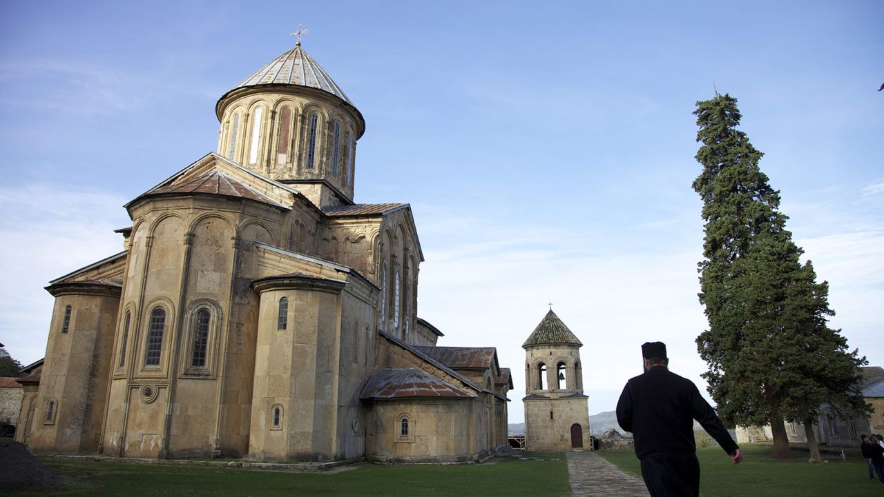 <strong>Gelati Monastery: </strong>The interior of the Cathedral of the Virgin at Gelati Monastery is covered in a sea of well-preserved ancient frescoes.
