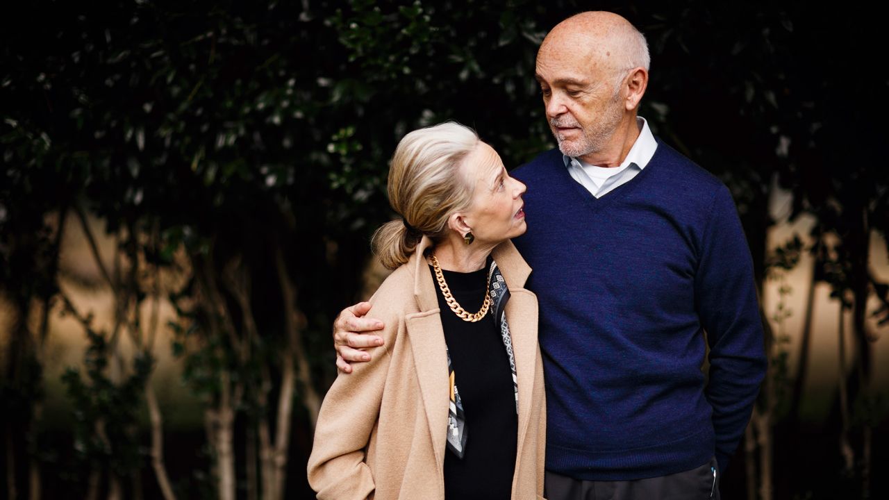 Peggy Wallace Kennedy with her husband, Mark Kennedy, outside their Alabama home.