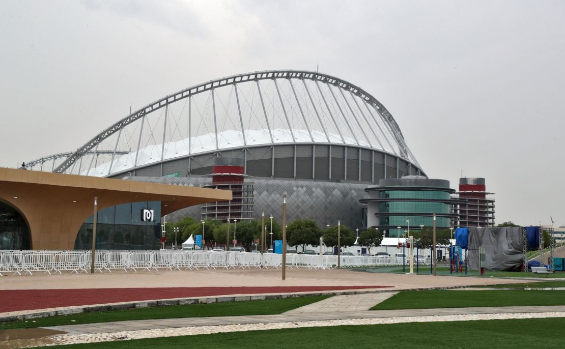 A general view of the Khalifa Stadium station of the new Doha Metro rapid transit system.