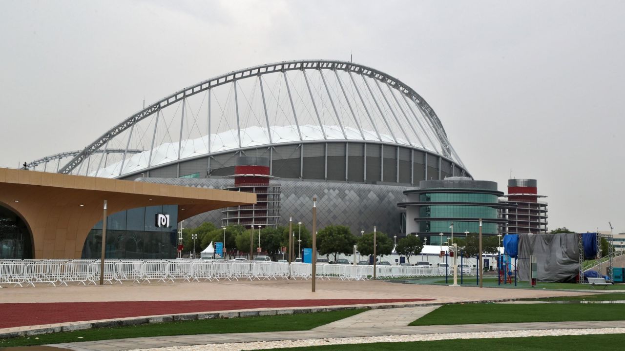 A general view of the Khalifa Stadium station of the new Doha Metro rapid transit system.