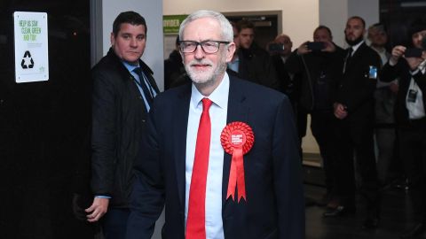 Labour leader Jeremy Corbyn arriving for the count at Sobell Leisure Centre for the Islington North and South constituencies for the 2019 General Election.