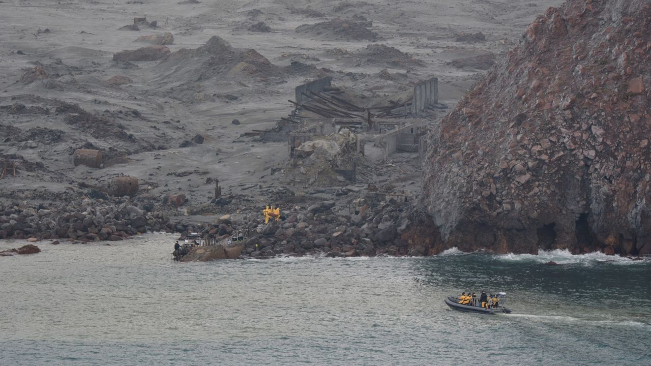 An image of the recovery operation on White Island, New Zealand, on December 13, 2019.