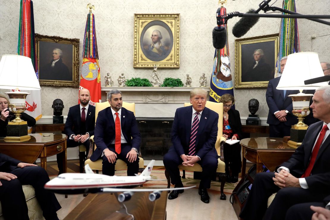 Trump meets with Paraguay's President Mario Abdo Benitez in the Oval Office, Friday, Dec. 13, in Washington.