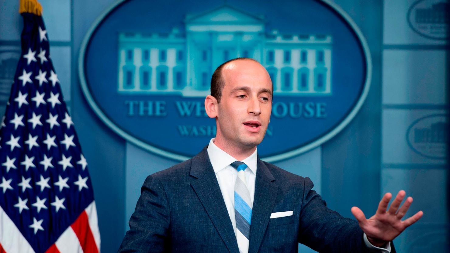 President Donald Trump's senior adviser for policy Stephen Miller, speaks during the Daily Briefing at the White House on August 2, 2017.