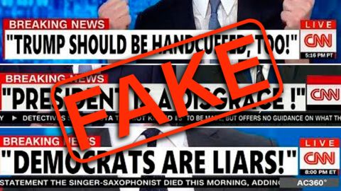 Some of the fake headlines and graphics the YouTube channels used to promote their videos.
