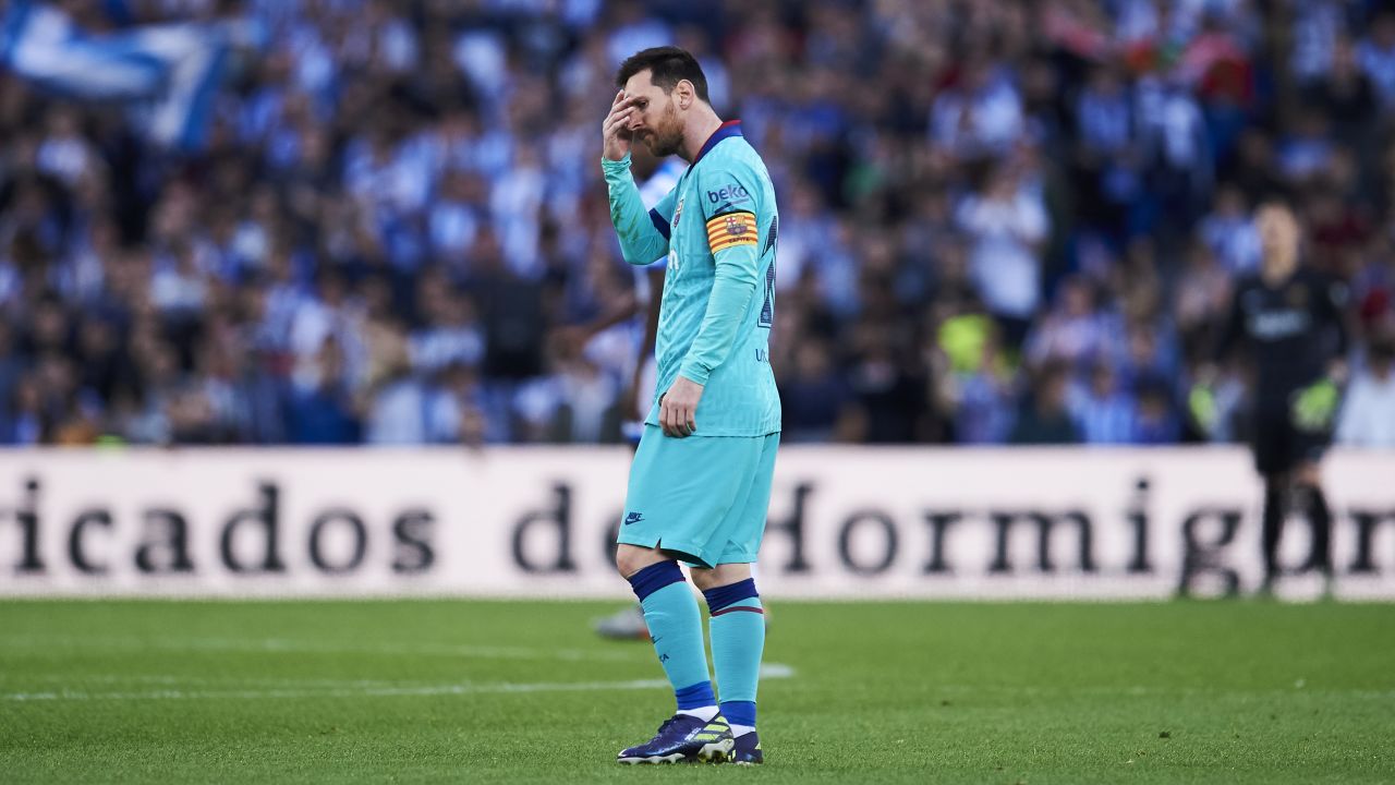 Lionel Messi trudges off after Barcelona's draw with Real Sociedad