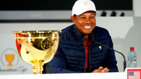 Just look at the smile on Tiger Woods' face.