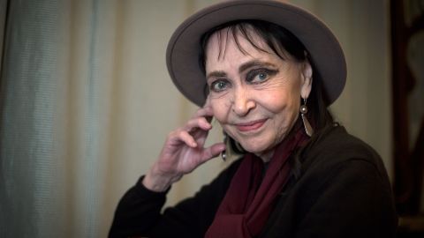Danish-French actress Anna Karina poses during a photo session in Paris on March 2, 2018.