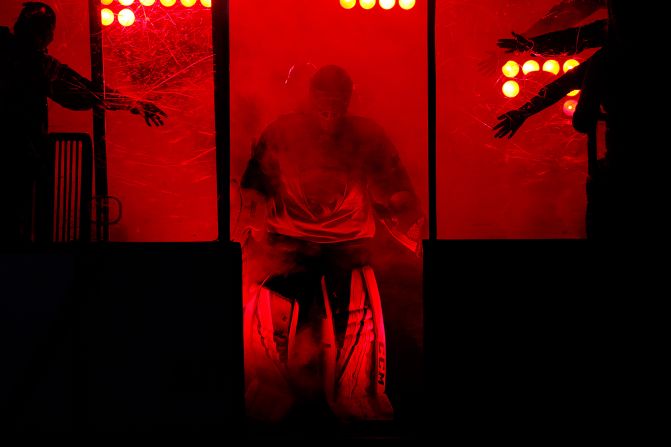 Goalie Sergei Bobrovsky of the Florida Panthers heads out to the ice before a game against the Boston Bruins on Saturday, December 14, in Sunrise, Florida. 
