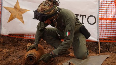 Specialists from the Italian army were called in to dispose of the bomb.