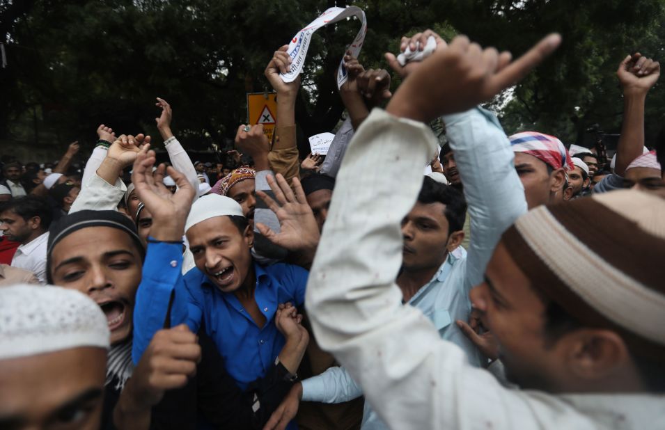 Indian Muslims demonstrate against the bill in New Delhi on December 13.