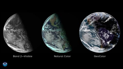 These three images from NOAA's GOES East (GOES-16) satellite show us what Earth looks like from space near the winter solstice.  The images were taken about 24 hours before the 2018 winter solstice. You can see how the Northern Hemisphere is covered in more darkness.