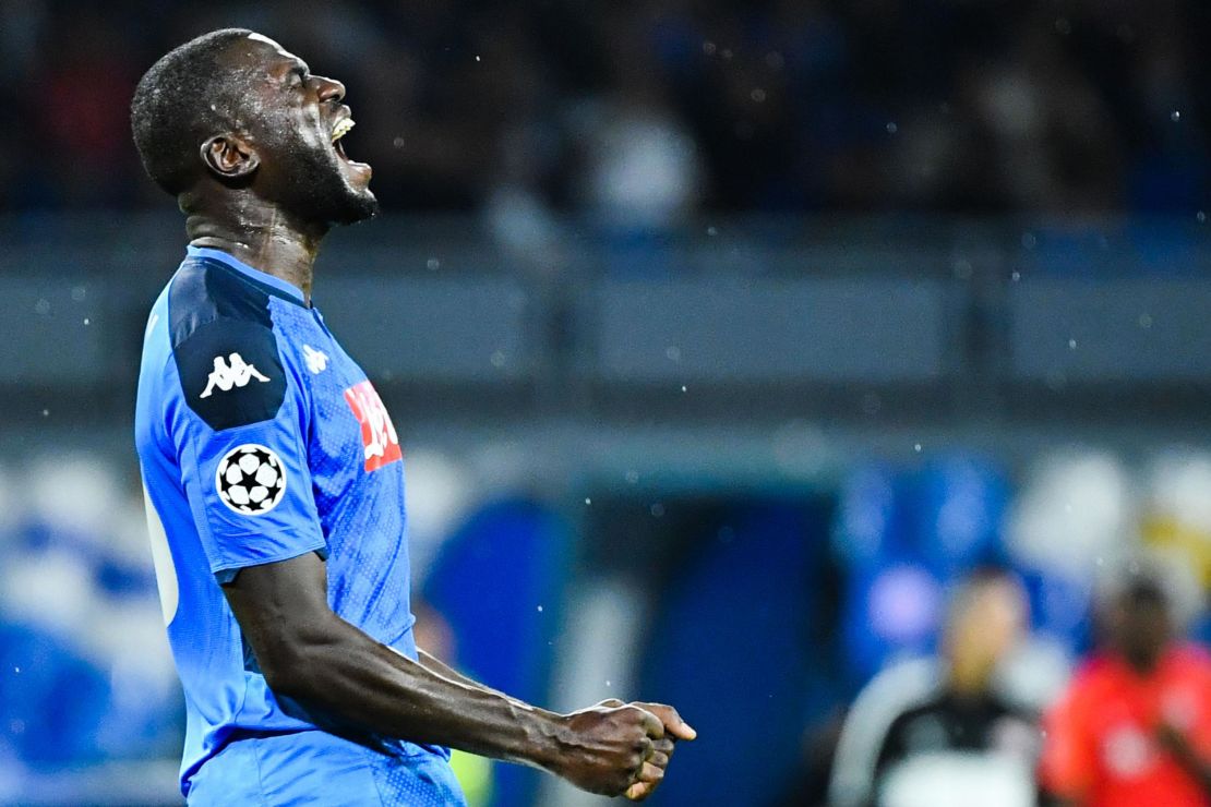 Artist Simone Fugazzotto said his work was inspired by the racist abuse directed at Napoli's Senegalese defender Kalidou Koulibaly in an Italian soccer game.