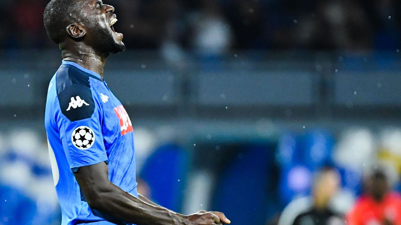 Artist Simone Fugazzotto said his work was inspired by the racist abuse directed at Napoli's Senegalese defender Kalidou Koulibaly in an Italian soccer game.