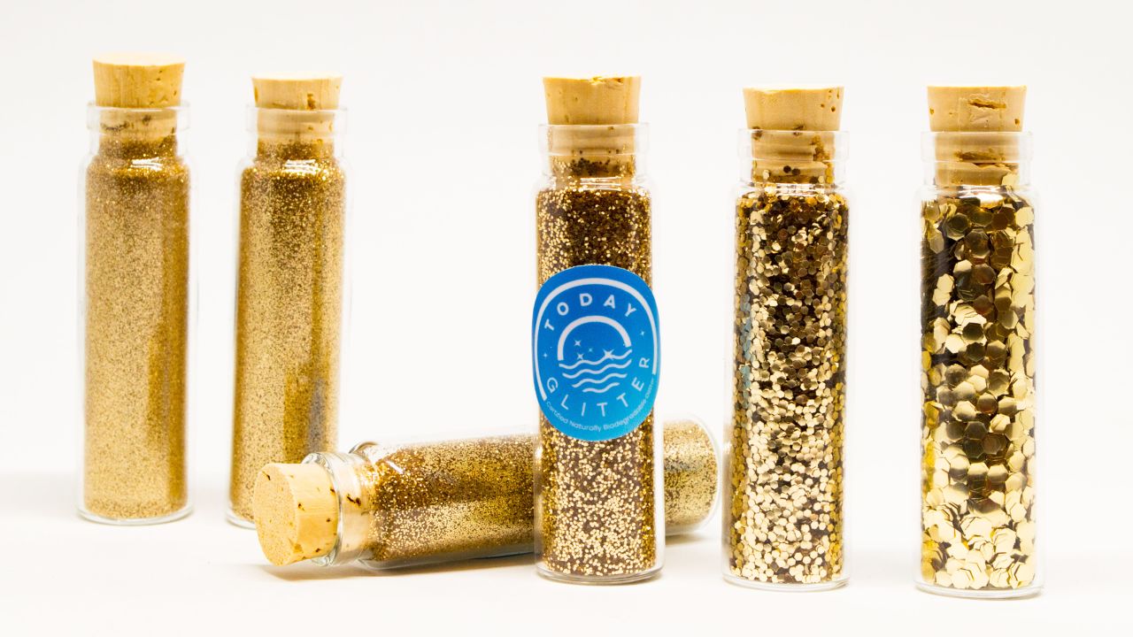 Vials of Today Glitter's biodegradable glitter.