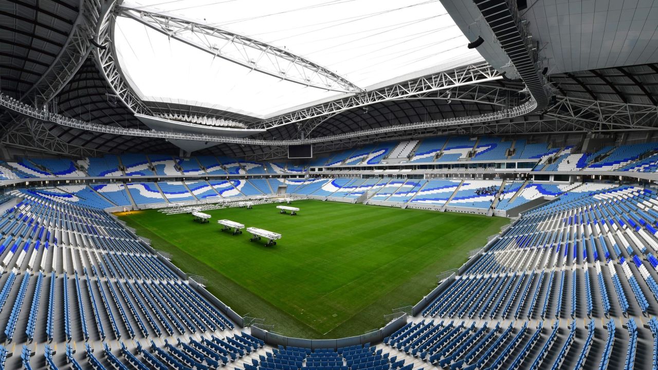 This picture taken on December 16, 2019 shows a view of Qatar's new al-Janoub Stadium in the capital Doha, which will host matches of the FIFA football World Cup 2022.