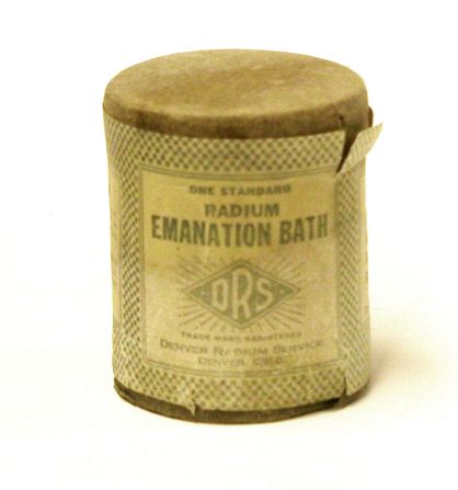 These bath salts, containing actual radium, were indicated for nervous disorders, insomnia, general debility, arthritis, and rheumatism.