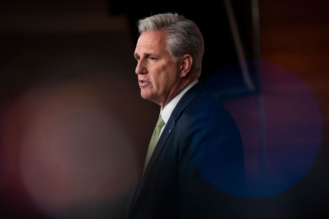 House Minority Leader Kevin McCarthy (R-CA) speaks during his weekly press conference at the U.S. Capitol on November 21. 