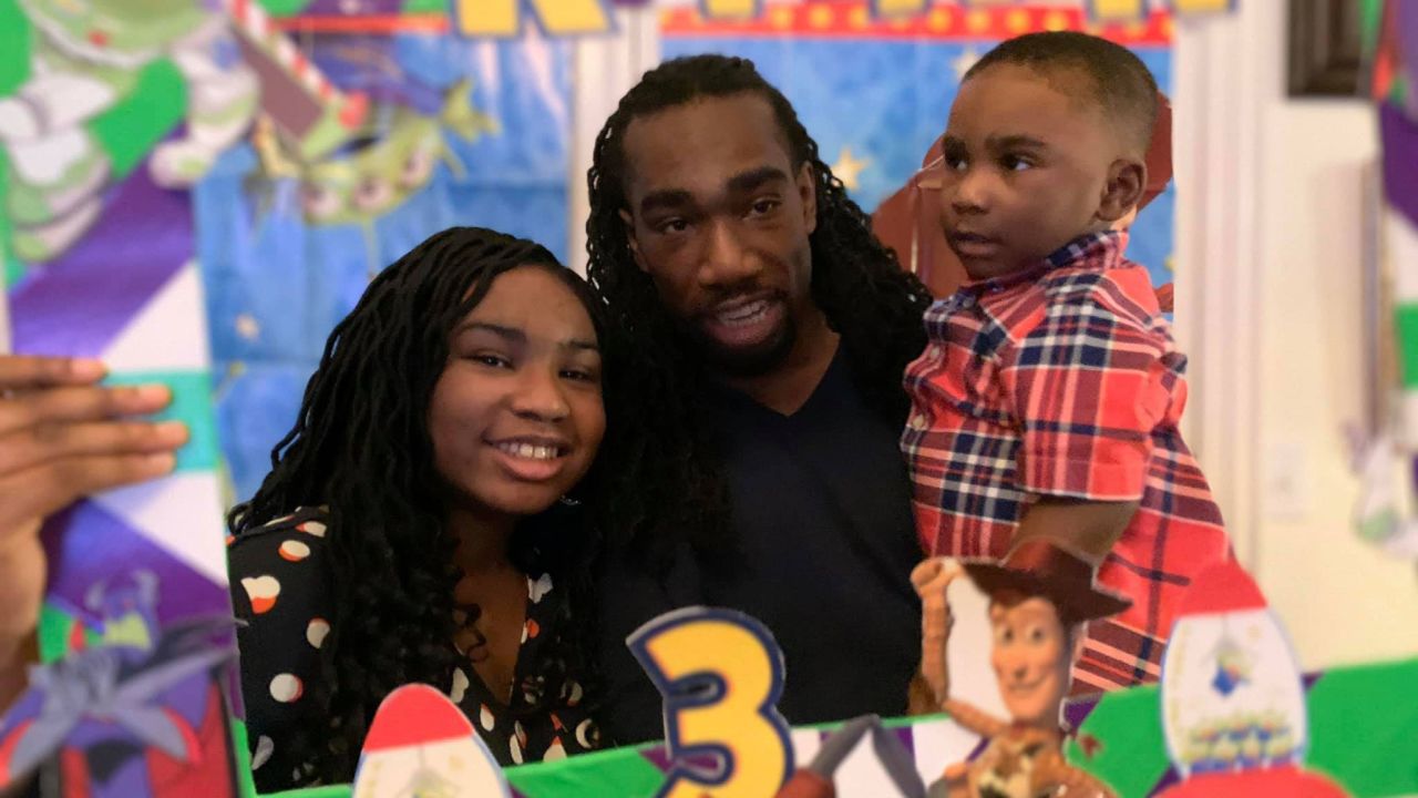 Ryan Matthews with his daughter, Re'yan and son, Ryan Jr,. in Ryan Jr.'s birthday party